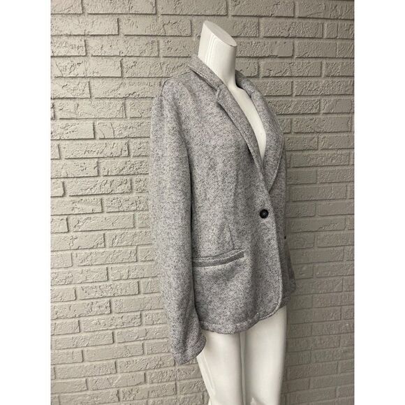 Lands End Women Gray One Button Chevron Pattern Jacket Size L - Picture 4 of 8